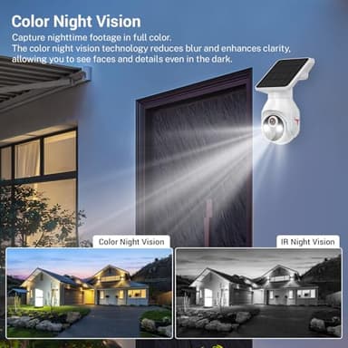 FameVibe 1080p Security Camera Wireless with Solar Panel, Smart AI Human Detection, 2-Way Audio, Color Night Vision, 2.4G WiFi, Cloud Storage, Indoor/Outdoor Surveillance Bullet Cam (WiFi) - Image 5