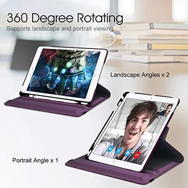 Fintie Rotating Case for iPad 9th Generation (2021) / 8th Generation (2020) / 7th Gen (2019) 10.2 Inch - 360 Degree Rotating Stand Cover with Pencil Holder, Auto Wake Sleep, Purple - Image 3