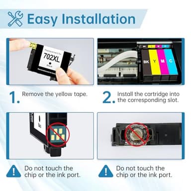 DNART Remanufactured 702XL 702 Ink Cartridges Combo Pack Fits for WF-3733, WF-3730, WF-3720 Printer, Ink 702 4 Pack (Black/Cyan/Magenta/Yellow) - Image 4