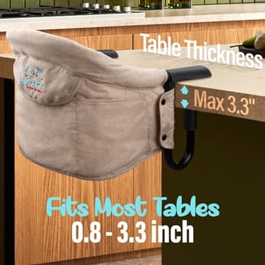 Hook On High Chair - Portable & Foldable for Babies 6-36 Months, Family & Travel Use with Carry Bag(Khaki) - Image 3