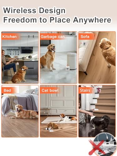 FLYSPEAR Wireless Pet Barrier - Rechargeable Indoor Barrier with 6 Adjustable Range Radius up to 7 ft, 6 Adjustable Safe Static Intensity, Electric Fence System for Dogs with Hook (White) - Image 7