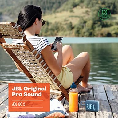JBL Go 3 Eco - Portable Mini Bluetooth Speaker, big audio and punchy bass, IP67 waterproof and dustproof, 5 hours of playtime, Made in part with recycled materials (Eco White) - Image 2