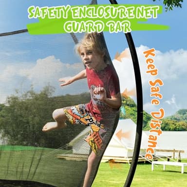 Gigu 14ft Home Trampoline - T-Socket Reinforced Frame, Double Zipper Entry, Ladder Included, Outdoor Specific Yard for Adults Kids - Image 4