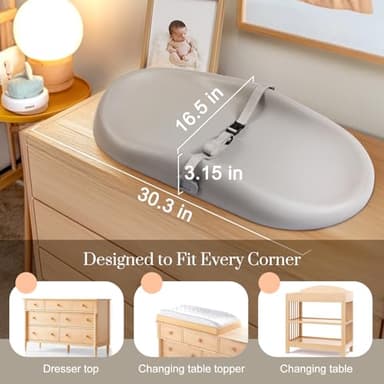 Wipe-Clean Changing Pad, Waterproof & Wipeable, Soft & Non-Slip Diaper Adjustable Safety Belt, Changing Pad for Dresser, Changing Table - Image 5