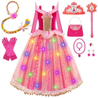 Meland Princess Dresses for Girls - Light Up Princess Dress Up for 3-10 Year Old, Costume for Girls Halloween Birthday - Image 1