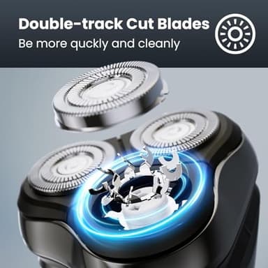 Electric Razor for Men Cordless: Wet/Dry Rotary Shaver Waterproof - USB Fast Charging & Sensitive Skin Care - Pop up Trimmer & Precision Blades Classic Black - Image 3