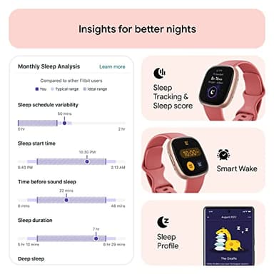 Fitbit Versa 4 Fitness Smartwatch with Daily Readiness, GPS, 24/7 Heart Rate, 40+ Exercise Modes, Sleep Tracking and more, Pink Sand/Copper Rose, One Size (S & L Bands Included) - Image 3