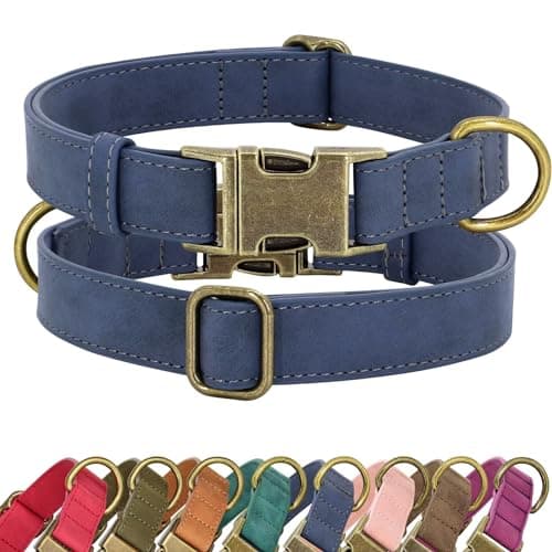 Didog Soft PU Leather Dog Collar, Stylish Quick Released Dog Collars for Small Dogs, Easy Clean Adjustable Pet Collar for Daily Walking, Blue, S Fit 10-16" Neck - Image 1