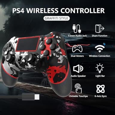 SZYUYU Wireless Controller for Ps4 Romote Compatible with Ps4/Slim/Pro/Windows PC, Controller for Ps4 with 3.5mm Audio Jack, Touch Pad,Six Axis Motion Control, Charging Cable (Flame White) - Image 2