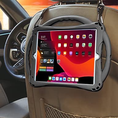 TopEsct Kids Case for iPad 10.2- Shockproof Silicone Cover with Tempered Glass Screen Protector and Strap - Compatible with iPad 9th/8th/7th Gen (2021)" (Black) - Image 7