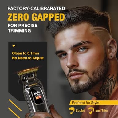 SUPRENT Cordless Hair Clippers for Men - Professional Hair Clipper & Trimmer Set, Wireless Hair Cutting Kit for Family, Rechargeable Cordless Hair & Beard Trimming Set for Men with LED Display (Black) - Image 4