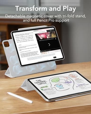 ESR for iPad Pro 11 Inch Case M4 2024(5th Gen), Strong Magnetic Attachment, Slim Trifold Stand Case, Supports Pencil Pro and Pencil(USB-C), Tough Protection, Auto Sleep/Wake, Rebound Series, White - Image 3