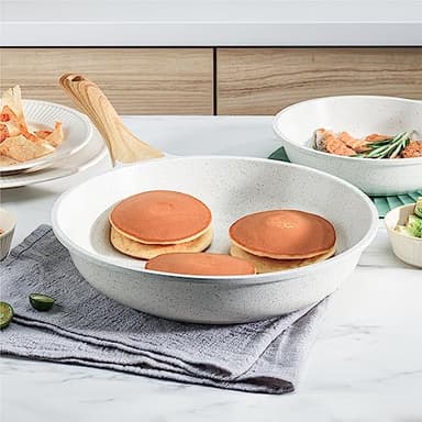 SENSARTE Nonstick Ceramic Frying Pan Skillet, 12.5 Inch Omelet Pan, Healthy Non Toxic Chef Pan, Induction Compatible Egg Pan with Heat Resistant Handle, PFAS-Free, White - Image 5