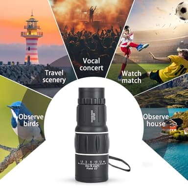 40x60 Portable High Magnification Monocular Telescope, 2025 New Monoculars for Adults High Powered with Smartphone Holder and Tripod, Handheld Telescope for Bird Watching Hiking Travel Concert - Image 7