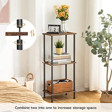 HOOBRO End Tables Set of 2, Small Side Table, Nightstand with 2-Layer Storage Shelves, Sofa Table for Small Spaces, Living Room, Bedroom, Stable Frame, Easy Assembly, Rustic Brown BF09BZP201 - Image 6