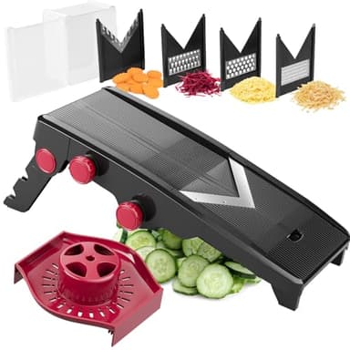 Mueller Austria Mandoline Slicer for Kitchen, Adjustable Vegetable Chopper, Fruit, Cheese Grater, Potato Chips Slicer - Black - Image 1
