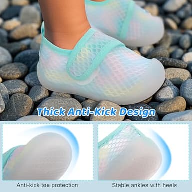 ihuan Baby Infant Water Shoes Girls Boys Swim Beach Pool Summer Toddler Sandals Kids Wide Toe Barefoot Quick Dry Non-Slip Breathable for Surf River Green - Image 4