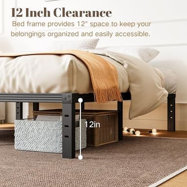 ZIYOO King Bed Frame, 1500lbs Heavy Duty Steel Slat, 14 Inches Platform Bed Frame, Non-Slip Design, No Box Spring Needed, Easy Assembly, Quiet Noise Free, Under Bed Storage Space, Black - Image 4