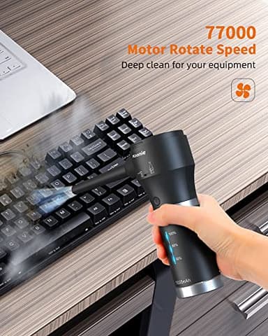 Koonie Compressed Air Duster,Koonie 15000mAh Cordless Air Duster&Vacuum 2 in 1 Powerful 77000RPM/11000PA 2 Speeds Electric Air Duster with Detachable Battery,for Computer/Keyboard,Car,Electronics - Image 3