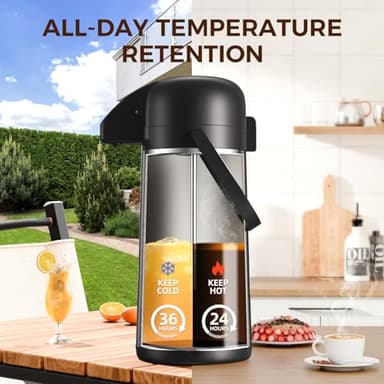 Coffee Carafe for Keeping Hot - 102OZ / 3L Airpot Coffee Dispenser with Pump - Large Coffee Thermos for Hot Drinks Tea Liquid - Insulated Stainless Steel Hot Water Beverage Dispenser Urn for Parties - Image 4