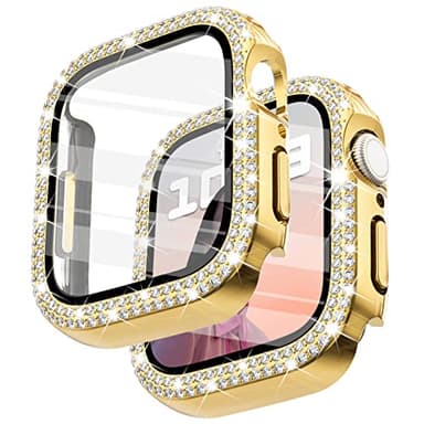 Surace 40mm Case with Screen Protector, Bling Diamond Overall Protective Case Compatible with Apple Watch Series 6/5/4 SE, 40mm, Gold - Image 1