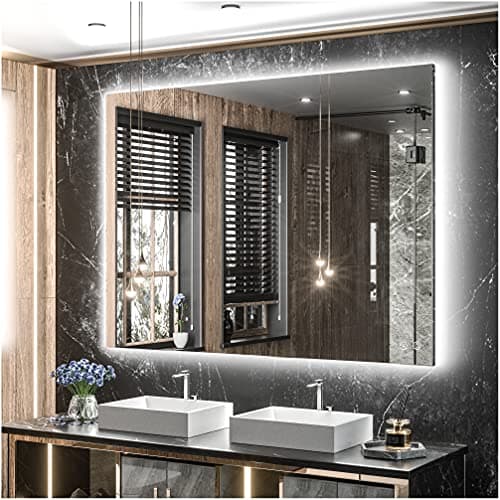 TETOTE 40 x 32 LED Backlit Bathroom Mirror with Light,3Color White/Warm/Natural,Anti-Fog Lighted Mirror,Dimmable,Vanity Mirror,Wall Mounted - Image 1