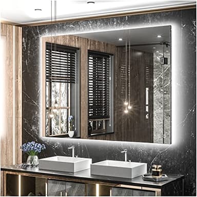 TETOTE 40 x 32 LED Backlit Bathroom Mirror with Light,3Color White/Warm/Natural,Anti-Fog Lighted Mirror,Dimmable,Vanity Mirror,Wall Mounted - Image 1
