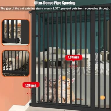 55.1 Inch Tall Baby Gate Auto Close Dog Gate Adjustable 29.92" - 43" Wide Pressure Mounted Walk Through Swing Pet Gate for Doorways (Black, 29.92" - 43") - Image 6