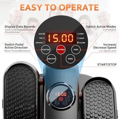 ARTHOOT Under Desk Elliptical Machine, Ellipse Exerciser as Seen on TV for Seniors with Remote Control & 12 Adjustable Speeds, Elliptical Machine for Home (Orange) - Image 4