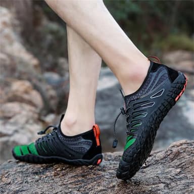 UBFEN Water Shoes Aqua Swim Shoes Mens Womens Beach Sports Quick Dry Barefoot for Boating Fishing Diving Surfing Black Dark Green Color Size US 10 Women 8.5 Men - Image 8