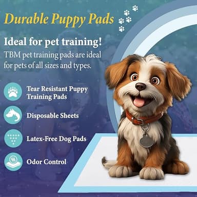TBM Puppy Pads 100 Count - 23.6" x 23.6" - Super Absorbent Pee Pads for Dogs - Premium Leak-Proof - Pets Potty Training Essentials - Disposable Quick- Dry Pads for Puppies | Cats | Rabbits - Image 8