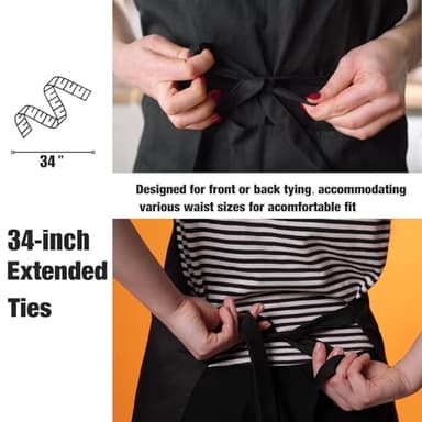 NOBONDO 12 Pack Bib Apron - Unisex white Apron Bulk with 2 Roomy Pockets Machine Washable for Kitchen Crafting BBQ Drawing - Image 4