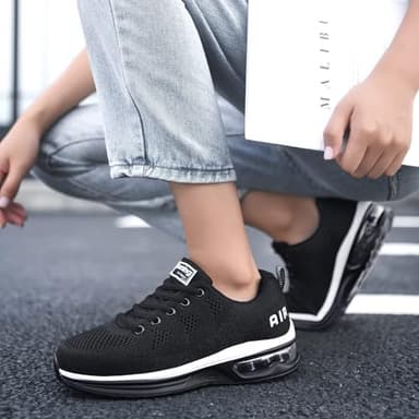 QAUPPE Womens Fashion Lightweight Sports Walking Sneakers Breathable Gym Jogging Running Tennis Shoes (Black US 8 B(M) - Image 6