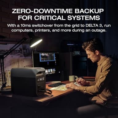 EF ECOFLOW DELTA 3 Portable Power Station, 1024Wh LiFePO4 Battery, Full Charge in 56 Min, 1800W AC/100W USB-C Output, Solar Generator(Solar Panel Optional) for Home Backup Power, Camping & RVs - Image 8