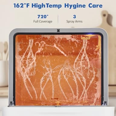 Dishwasher Countertop Compact Portable Dishwasher with Faucet & Self-Priming Water Modes Water Inlet, Compact with More Space Inside,6 Programs Ideal for RV & Apartments, No Hookup Needed - Image 5