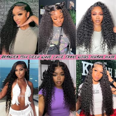 Armodeo 250 Density 34 Inch Hd Lace Front Wigs Human Hair Deep Wave Lace Front Wigs Curly Wig Wet And Wavy Pre Plucked Frontal Wigs - Image 6