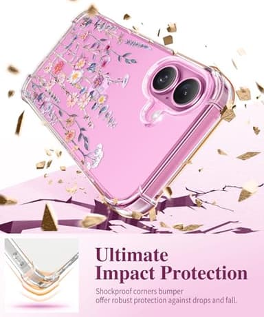 GVIEWIN for iPhone 16 Case, with Screen Protector & Camera Lens Protector, Floral Shockproof Protective Bumper Slim Soft Clear Phone Cover for Women 2024 6.1"(Floratopia/Colorful) - Image 4