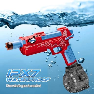 fygurso Electric Water Gun for Adults Kids, Automatic Squirt Gun with a Long Range of up to 26 Ft, LED Light Large Capacity IP7 Waterproof Fully Auto Water Gun(Red - Image 4