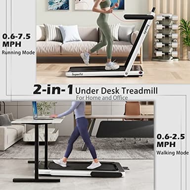 Goplus 2 in 1 Folding Treadmill, 2.25HP Superfit Under Desk Electric Treadmill, Installation-Free with Remote Control, APP Control and LED Display, Walking Jogging for Home Office - Image 2