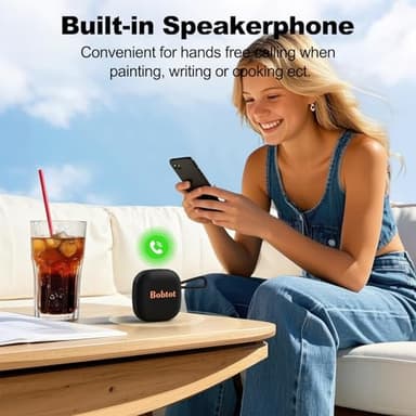 Bobtot Portable Bluetooth Speakers, Wireless IPX7 Waterproof Mini Speaker with 16H Playtime, Loud Stereo Sound, TWS, Built-in Microphone, Small Size with Lanyard, Black - Image 5