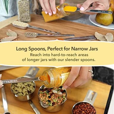 Measuring Cups and Spoons Set of 15, Stackable Cups, Long Handle with Leveler Fits Narrow Jars, 304 Premium Stainless Steel, Kitchen Gadgets for Liquid & Dry Ingredients Cooking Baking - Image 3