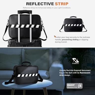 Golkcurx Fireproof Document Box, Multi-Layer Fireproof Important Document Organizer with Lock, File Storage CaseShoulder Strap, Waterproof Document Safe Portable Travel Home Organizer Bag (Black) - Image 8