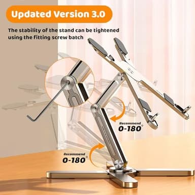 Moallia Laptop Stand with 360 Rotating Base, Computer Notebook Laptop Riser Metal Holder for Desk Collaborative Work, Fully Foldable for Easy Storage, Fits All MacBook, Laptops up to 16 inches - Image 4