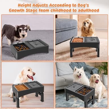 Decflow 3-in-1 Elevated Dog Bowls, 4 Height Adjustable Raised with Stainless Steel, Slow Feeder, No Spill Water Bowl, DIY Stickers Foldable Pet Bowl for Medium Large Dogs - Image 6