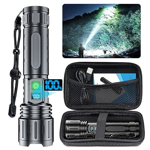 Hoxida Flashlights High Lumens Rechargeable - 2000 Lumens Long Beam Super Bright LED Flash Light with Power Display & IPX5 Waterproof for Camping, 20H Runtime,5 Modes,Zoomable Handheld Flashlight - Image 1