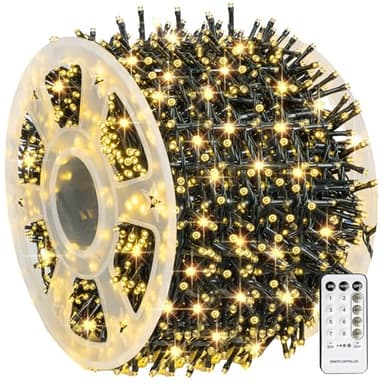 Dazzle Bright Outdoor Christmas String Lights, 1000 LED 328 FT Plug in Fairy Light with Remote Control 8 Modes & Timer, Waterproof Decoration for Home Garden Yard Xmas Wedding, Warm White - Image 1