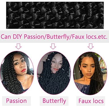 Ubeleco 18 Inch Passion Twist Hair, Water Wave Crochet Hair Passion Twist Crochet Hair for Women Long Bohemian Synthetic Curly Braiding Hair Extensions Passion Twists Braiding Hair (7pcs,#4) - Image 4