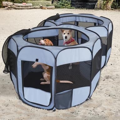 2-in-1 XLarge Pop Up Dog Playpen, Cat Puppy Pet Playpen, Indoor Outdoor Cats Enclosed, Cat Tent Crate Cage Kennel, Portable Playpen for Kitten and Small Animals(No Divider, Unified Space) - Image 6