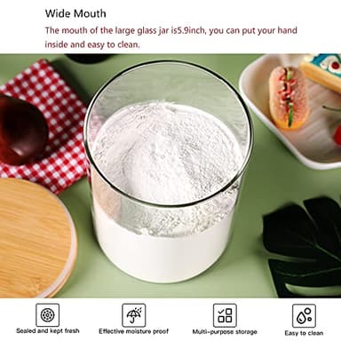 CZFWin Glass Flour Container with Airtight Bamboo Lid, Large Glass Food Jar with Wooden Lid for Storage Flour, Sugar, Cookies, Rice, Coffee Beans and etc (3L) - Image 5