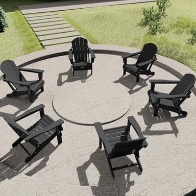 SERWALL Foldable Adirondack Chair Set of 4 for Patio Garden Outdoors Fire Pit-Black - Image 9